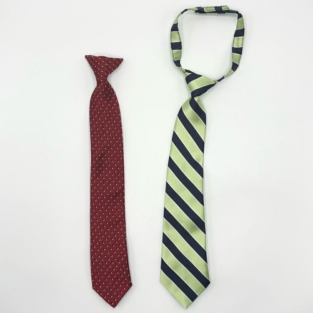 Lot of 2 Little Kid ties - clip on and aplix